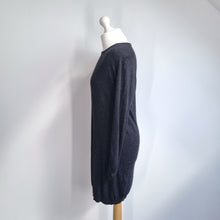 Load image into Gallery viewer, Whistles Jumper Dress Black Fine Knitted 12 Sparkly Mini Long Sleeves Sweater