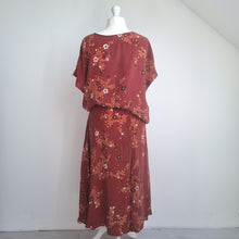Load image into Gallery viewer, M&S Per Una Co-ord Midi Skirt Blouse Rust Brown Floral Print Set Occasion 20 22