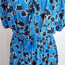 Load image into Gallery viewer, Marks & Spencer Midi Dress Blue UK 8 Floral Print 100% Viscose Casual Work
