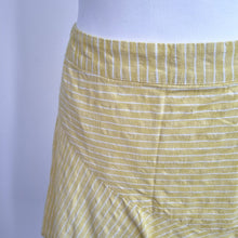 Load image into Gallery viewer, Oliver Bonas Mini Skirt UK 6 Yellow Rara Striped Lined Skater 100% Cotton Short