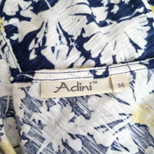 Load image into Gallery viewer, Adini Floral Maxi Dress Size Medium Navy White Yellow Cotton Sleeveless Summer