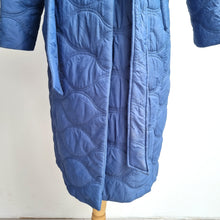 Load image into Gallery viewer, M&S Per Una Coat Puffer Belted Blue Quilted Longline Pockets Lined Nylon Size 10