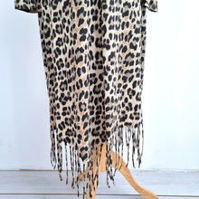 Load image into Gallery viewer, Made in Italy Dress Leopard Print Fringed Kaftan Beach Coverup Cotton One Size