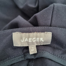 Load image into Gallery viewer, Jaeger Cigarette Trousers Navy Blue UK 10 Stretch Slim Fit Work Mid Rise Office