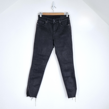 Load image into Gallery viewer, AllSaints Studded Black Jeans Miller Coated Waxed Skinny Grunge Cropped W 28