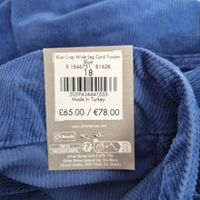 Load image into Gallery viewer, Oliver Bonas Corduroy Trousers 18 20 NEW Wide Leg Cropped Pockets Blue RRP £65