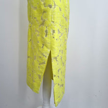 Load image into Gallery viewer, Whistles Midi Skirt Lace UK 6 Neon Yellow Straight Cotton Silk Lined Party