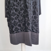 Load image into Gallery viewer, Nissa Velvet Devore Dress UK 18 Black Shift Beaded Neckline Party Occasion