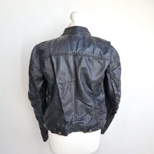 Load image into Gallery viewer, Zara Woman Real Leather Jacket Large Puff Sleeves Black Biker Lambskin Lined
