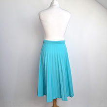 Load image into Gallery viewer, Vintage Butte Knit Skirt Pleated Turquoise Blue Knee Length A Line 70s Fits 8