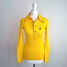 Load image into Gallery viewer, Vintage Benetton Polo Shirt Yellow Deadstock New Fitted Top Dagger Collar 6 8