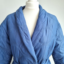 Load image into Gallery viewer, M&S Per Una Coat Puffer Belted Blue Quilted Longline Pockets Lined Nylon Size 10