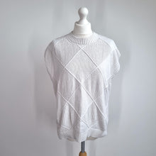 Load image into Gallery viewer, M&S Knitted Tank Top Medium Ivory Cotton Blend Sleeveless Jumper Vest White