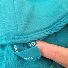 Load image into Gallery viewer, Seasalt Cornwall Skirt 100% Linen UK 10 Castle Garden Teal Blue Pockets Tulip