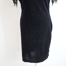 Load image into Gallery viewer, Vintage Canda Velvet Dress Cobweb Black Goth Halloween C&A Party Pencil UK 10