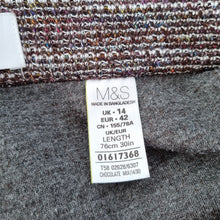 Load image into Gallery viewer, M&S Textured A Line Skirt UK 14 Brown Midi Smart Work Office Classic Flared