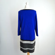 Load image into Gallery viewer, Principles Jumper Dress UK 14 Ben de Lisi Colour Block Blue Grey Black Work