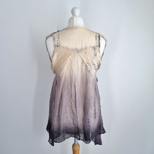 Load image into Gallery viewer, AllSaints Top 100% Silk Floaty Grey Blouse Porisian Kaftan Animal Print Tunic 10