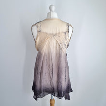 Load image into Gallery viewer, AllSaints Top 100% Silk Floaty Grey Blouse Porisian Kaftan Animal Print Tunic 10