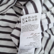 Load image into Gallery viewer, Mint Velvet Striped Top Sequin Lips Small T-Shirt White Gold 100% Cotton Breton