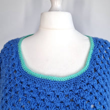Load image into Gallery viewer, Handmade Crochet Jumper Blue Oversized Chunky Knit Granny Cherry Retro L to XXL