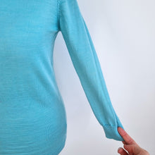 Load image into Gallery viewer, Boden 100% Wool Jumper UK 10 Aqua Ruffle Detail Fine Knit Sweater Turquoise Blue
