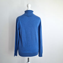 Load image into Gallery viewer, Paul James Cotton Roll Neck Jumper Women’s Small Blue Turtleneck Fine Knit