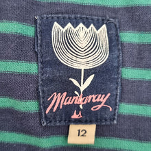 Load image into Gallery viewer, Mantaray T-Shirt Dress Striped UK 12 Blue Green 100% Cotton Pockets Casual