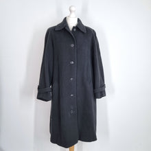 Load image into Gallery viewer, Vintage Coat Wool Camel Hair Blend UK 14 Oversized Black Classic Winter Long