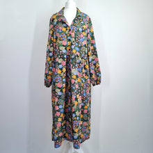 Load image into Gallery viewer, Monki Midi Dress Floral Print Small Button Down Oversized Long Sleeves Shirt