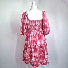 Load image into Gallery viewer, Next Beachwear Tie-Dye Dress 16 Smock Shirred Pink Cotton Puff Sleeve Sundress
