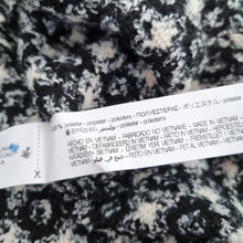 Load image into Gallery viewer, Zara Tweed Top Fringed XL Blouse Long Sleeves Boucle Black White Check Work