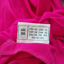 Load image into Gallery viewer, Vintage Frank Usher Dress Hot Pink Cocktail Fit & Flare Ruffles Crepe Wedding 12