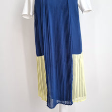 Load image into Gallery viewer, Therapy Dress Pleated Mini Peter Pan Collar UK 8 Colour Block Blue Yellow Lined