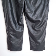 Load image into Gallery viewer, Oliver Bonas Trousers Faux Leather Size 18 Black Wide Leg Pockets High Rise