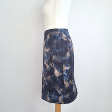 Load image into Gallery viewer, Jigsaw Skirt Pencil Navy Blue Abstract Print Work Office Lined Knee Length 14