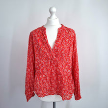 Load image into Gallery viewer, M&S Per Una Blouse UK 14 Red Ditsy Floral Peasant Peplum Long Sleeve Cotton Boho