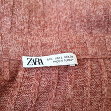 Load image into Gallery viewer, Zara Shirt Ribbed Knit Large Cardigan Button Collar Pink Marl Long Sleeve Polo