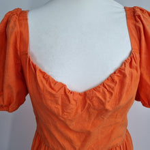 Load image into Gallery viewer, French Connection Mini Dress 12 Orange Sweetheart Babydoll Tiered Cotton Summer
