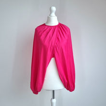 Load image into Gallery viewer, ZARA Balloon Sleeve Blouse Hot Pink Draped XS Batwing Top Party Occasion Cropped