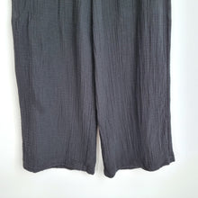Load image into Gallery viewer, M&S Per Una Trousers Wide Leg 16 Cheesecloth Black Palazzo High Rise 100% Cotton