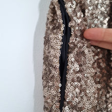 Load image into Gallery viewer, Next Sequin Trousers Gold Size 18 Joggers Side Stripe Lined Christmas Party