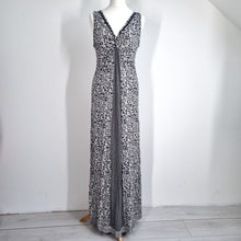 Load image into Gallery viewer, Fat Face Maxi Dress UK 14 Jersey Long Floral Print Navy Blue Grecian Cruise