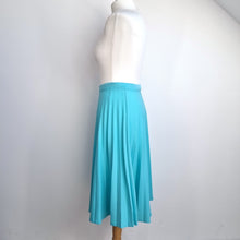 Load image into Gallery viewer, Vintage Butte Knit Skirt Pleated Turquoise Blue Knee Length A Line 70s Fits 8