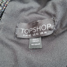 Load image into Gallery viewer, Topshop Glitter Bodycon Dress UK 14 Black Open Back Party Stretch Sparkly Sleeve