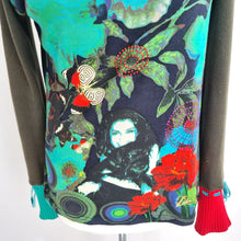 Load image into Gallery viewer, Desigual Long Sleeve Top Art Print Size Large Boho Graphic Tee Turquoise Knit
