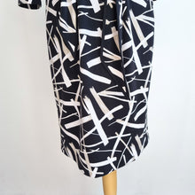 Load image into Gallery viewer, Joseph Ribkoff Dress Wiggle Work Tie Black White Office Stretch Long Sleeves 12