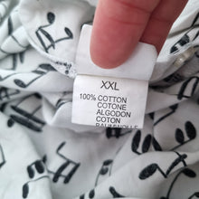 Load image into Gallery viewer, Musical Notes Print Shirt XXL White 100% Cotton Button Up E&D Novelty Blouse