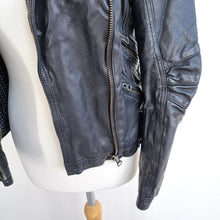 Load image into Gallery viewer, Zara Woman Real Leather Jacket Large Puff Sleeves Black Biker Lambskin Lined