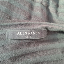 Load image into Gallery viewer, AllSaints Stripe Itat T-shirt Blouse Fine Knit Striped Cowl Shawl Neck Black M L